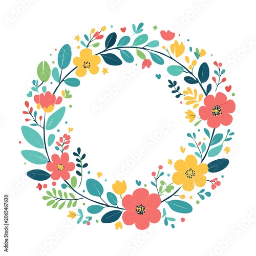Colorful floral wreath illustration