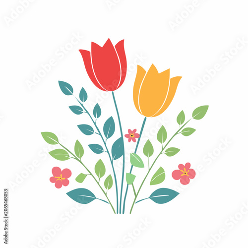 Stylized Tulips and Flowers Illustration