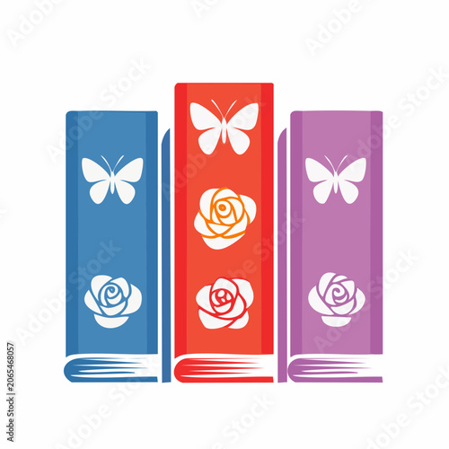 Three Decorative Books with Butterflies and Roses