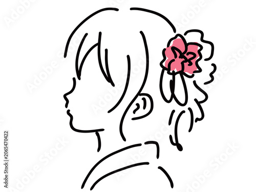 浴衣の女性の夏祭りイラスト／ベクター素材