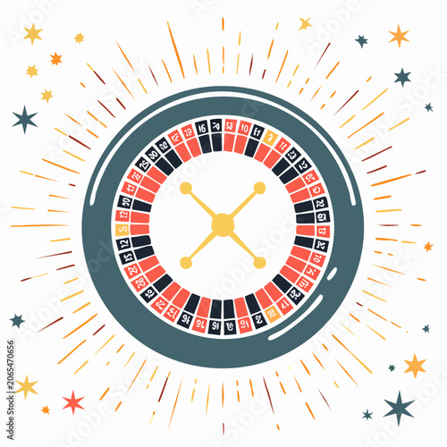 Roulette Wheel with Stars and Rays