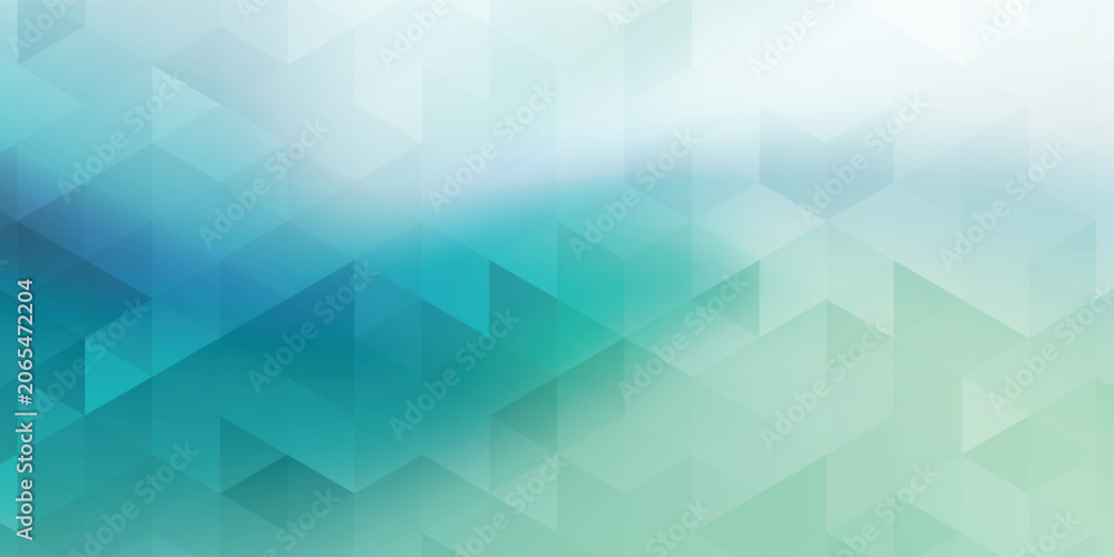 Obraz premium Abstract geometric background with turquoise gradient polygonal shapes. Modern minimalist backdrop with soft mosaic triangle pattern vector banner.