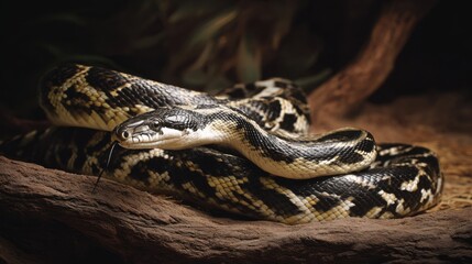 Majestic Python Coiled on Branch with Intricate Pattern and Texture