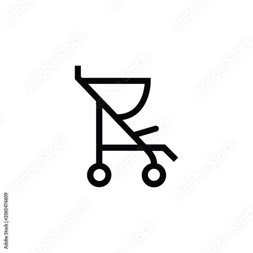 Baby Jogger Stroller Lightweight Pushchair Icon Line Art Digital Clipart PNG SVG Vector Illustration