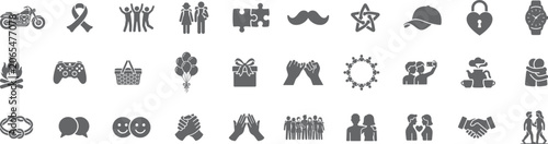 Schilderij op canvas friendship icon set