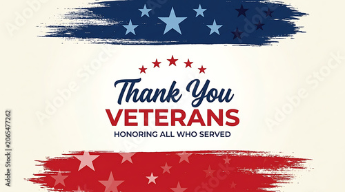 Thank you veterans day greeting card with american flag brush strokes