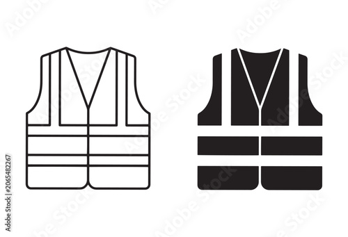 Black and white safety vest icons Vector, illustration