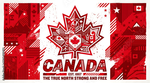 Vibrant Canada Day celebrations unfold in a stunning red and white maple leaf design