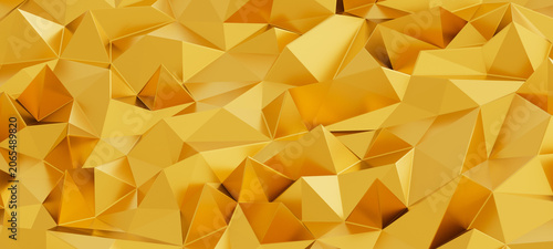 Cuadro en lienzo Luxury golden abstract background with dynamic polygonal facets and shimmering light effects