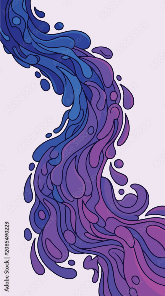 Fototapeta premium Vibrant purple and blue swirling liquid illustration