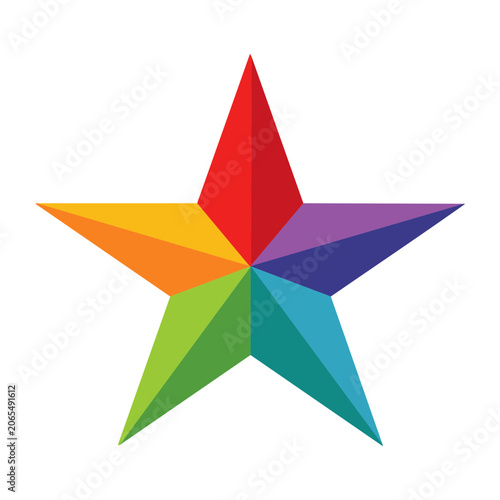 Rainbow colored star vector icon