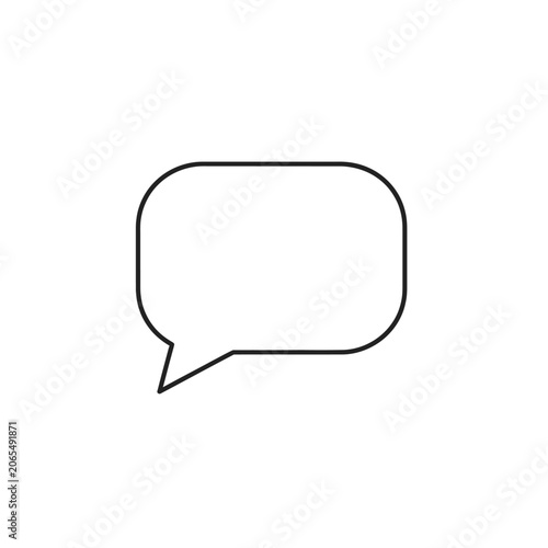 Blank speech bubble outline icon on white background