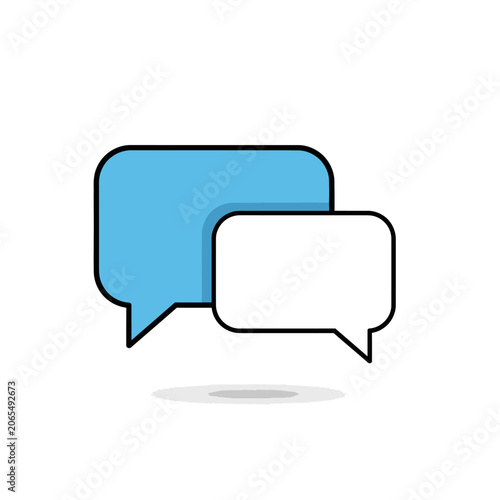 Blue and white speech bubble icons for communication concept