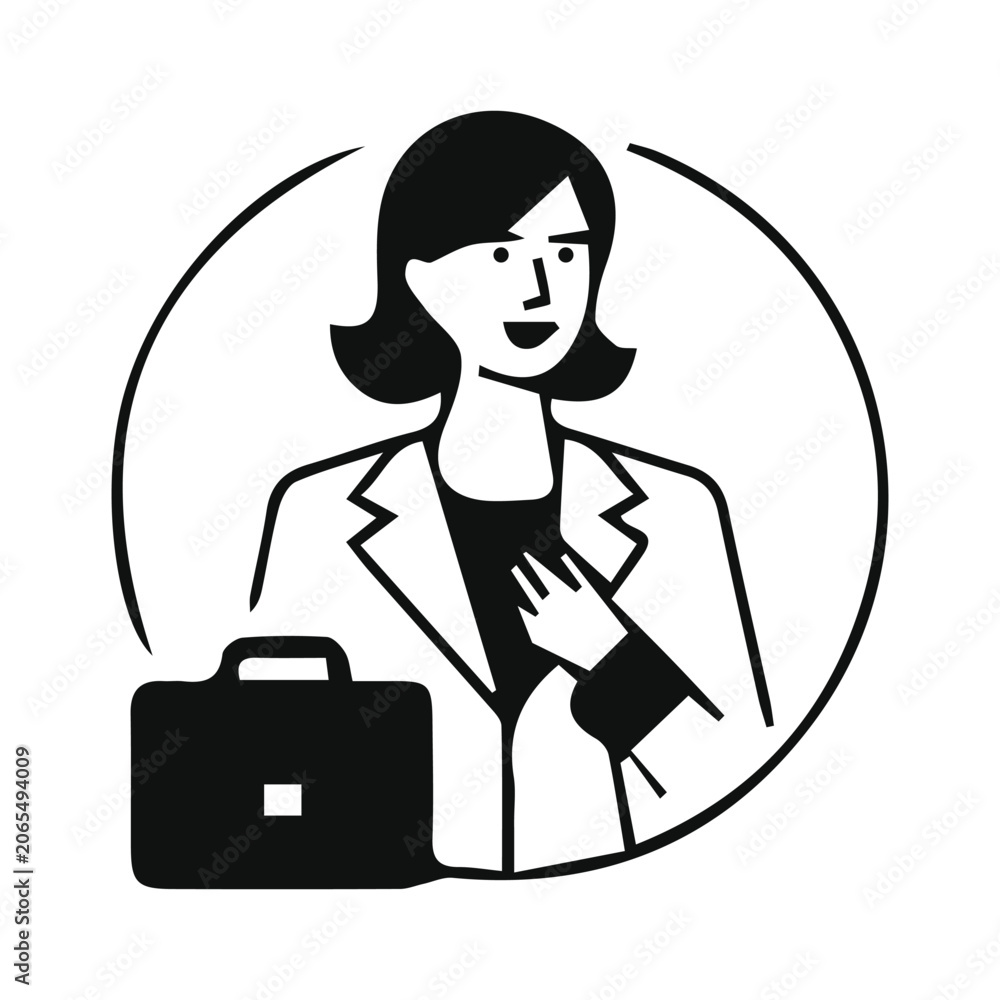 Fototapeta premium Business character with briefcase and confident gesture