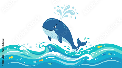 Tableau sur toile Whale jumping out of water surface.