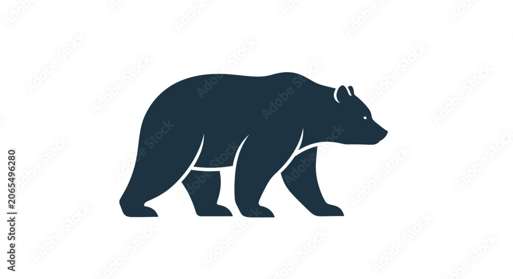Fototapeta premium Minimalist silhouette icon of a walking grizzly bear.