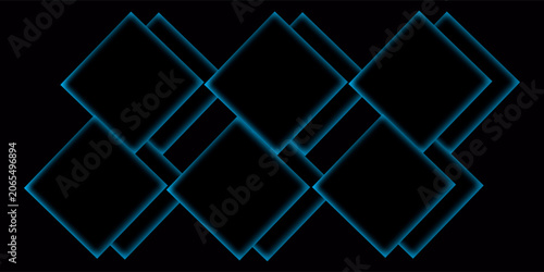 Abstract Glowing Neon Blue Diamond Grid Pattern Futuristic Geometric Background Vector