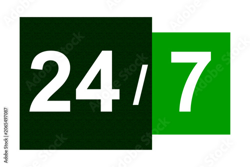 Obraz na plátně Creative 24/7 Support Icon Design with Flat Dark Green and Bright Green Geometri