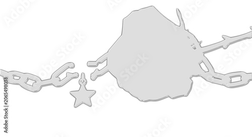 Fotografi An illustration of a broken chain with a star on a transparent background