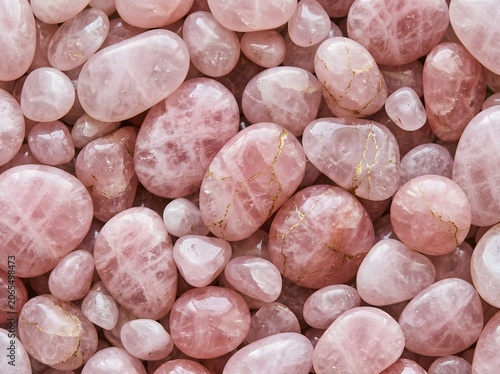 Rose Quartz Pebbles A Polished Stone Texture With Pink Hues