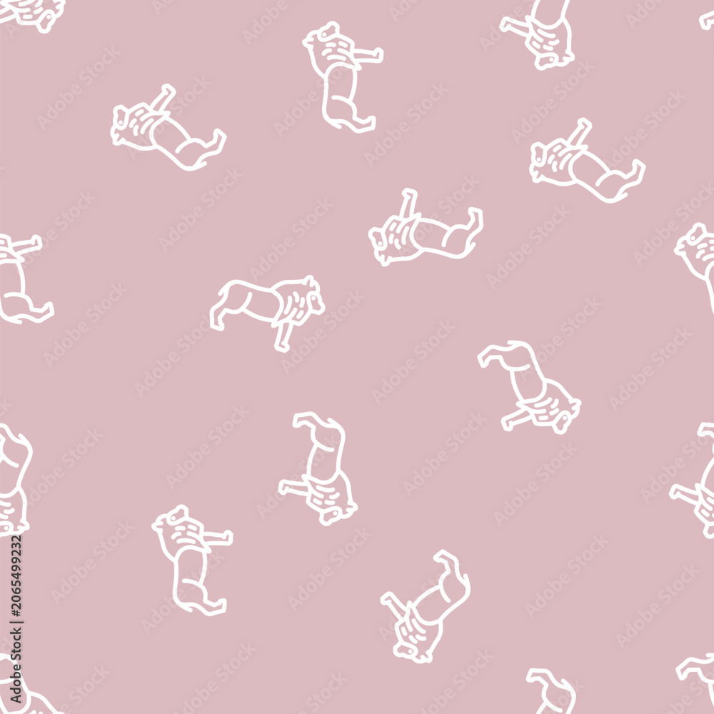 Fototapeta premium lion animal line seamless pattern lion animal thin line illustration
