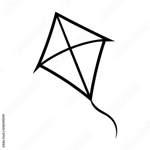 Cuadro en lienzo Vector of a simple black kite flying high in the air with a long tail