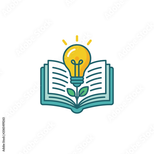 Light Bulb Over Open Book Education.