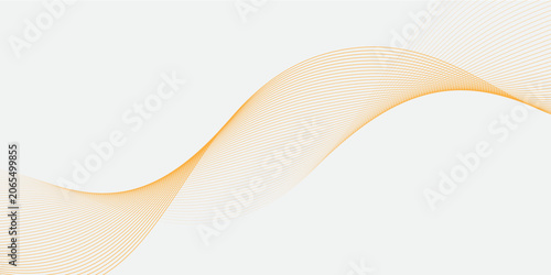 Konstfotografi Abstract Golden Orange Wavy Lines Pattern on Light Gray Background Vector