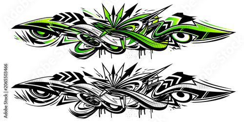 Abstract colorful graffiti art background. Decorative vector arrows shapes in...