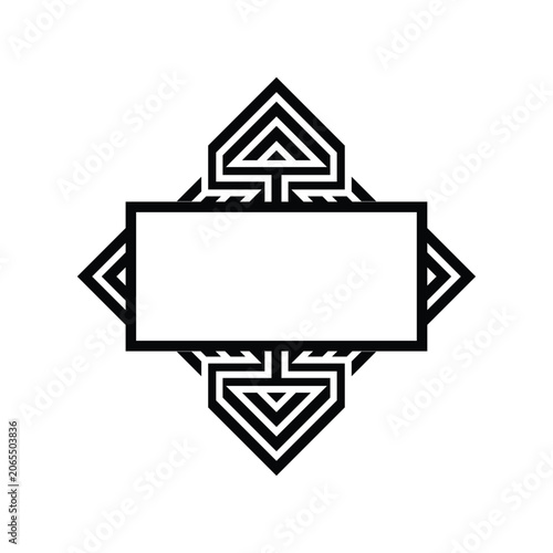 Geometric Angular Arrow Diamond Label Frame, Tribal Chevron Badge Banner Vector