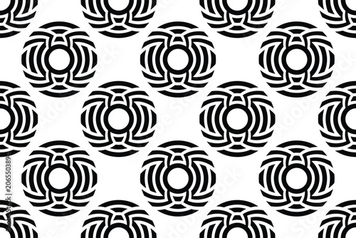 Geometric Radial Petal Medallion Seamless Pattern, Tribal Flower Repeat Texture Vector
