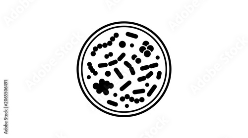 Microscopic Bacteria Culture in Petri Dish, Science Illustration