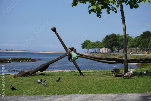 anchor on the shore of douro river in port