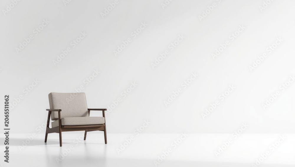 Obraz premium Modern armchair with wooden frame and neutral upholstery