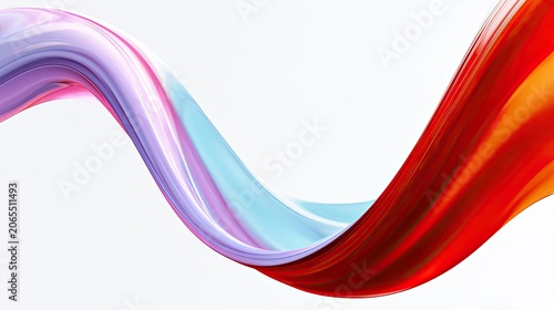 Swirling ribbon of vibrant colors against white background