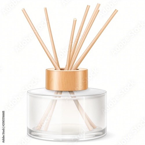 Elegant Aroma Diffuser with Wooden Sticks in Clear Glass Jar for Home Decor and Relaxation