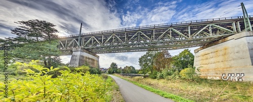 Historic railway bridge above river near Elsterberg Germany