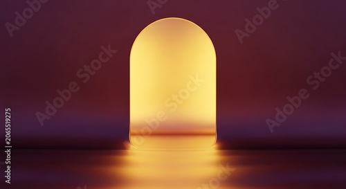 Warm light glowing through an archway at dusk