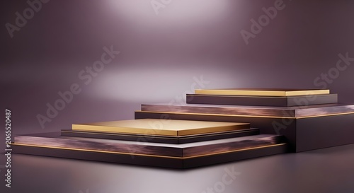 Stacked golden metal tablets on dark background