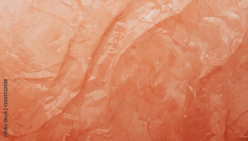 Fototapeta premium Crinkled pink plastic sheet background texture