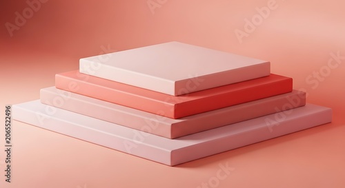 Stacked flat geometric blocks in gradient colors