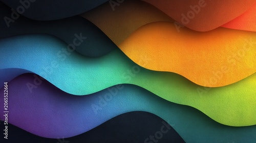 An abstract, colorful gradient texture with a smooth, fluid curve shape and dynamic, vivid spectral lighting effects.