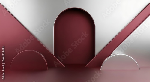 Abstract geometric shapes with red background