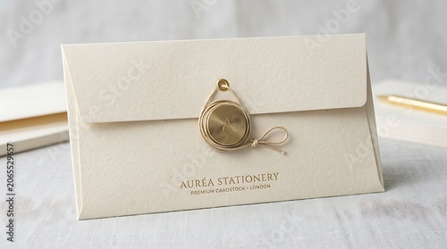 Elegant aurea stationery premium cardstock holder with gold clasp