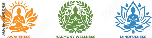Photos Yoga meditation logos with awareness harmony mindfulness