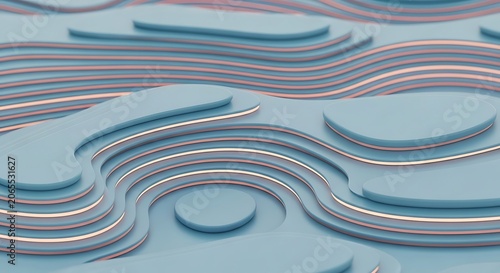 Abstract wave and curve design in blue and green