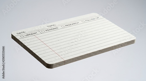 Vintage-style task management card with priority labels