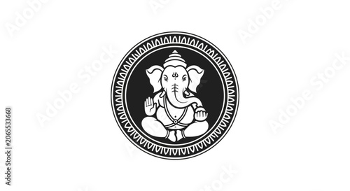 Circular icon featuring Lord Ganesha illustration.
