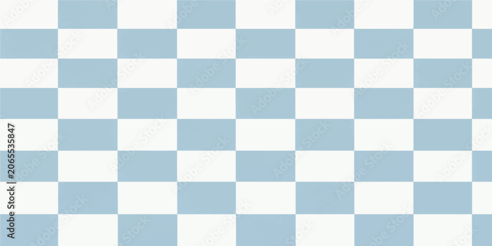 Fototapeta premium Blue and white checkered seamless tablecloth pattern, geometric textile texture with square chessboard style design, vintage picnic fabric wallpaper backdrop