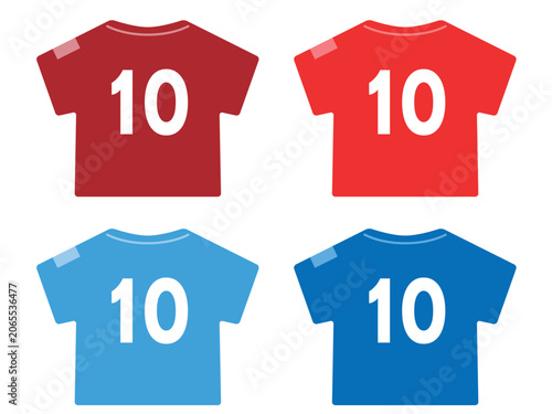 サッカースポーツ背番号10のユニフォームイラストセット／ベクター素材